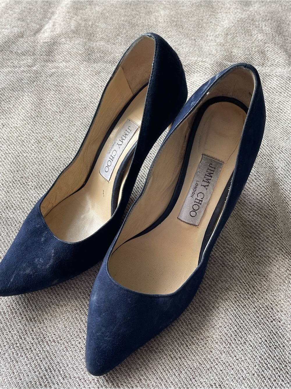 Jimmy Choo Navy Suede Pointed-Toe Pumps